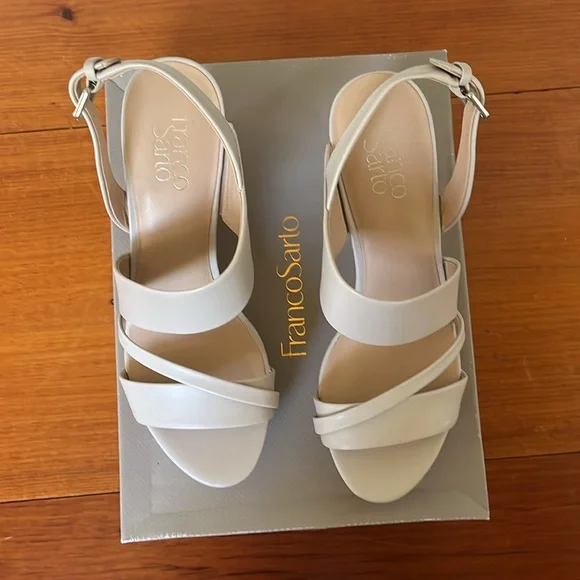 Franco Sarto ivory Seneca wedge sandals  NEW IN BOX - Picture 4 of 8